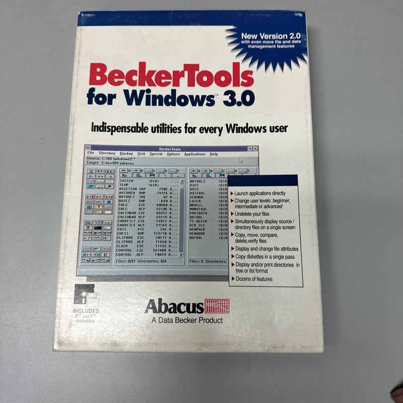 BeckerTools Version 2.0 – For Windows 3.0 – File & Data Management – 5 1/4” Disc
