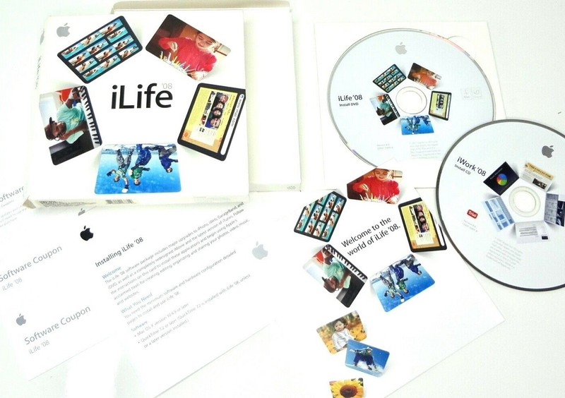 Apple iLife 08 Mac DVD Software iPhoto iMovie iWeb iDVD GB + Trial iWork 8 BOXED