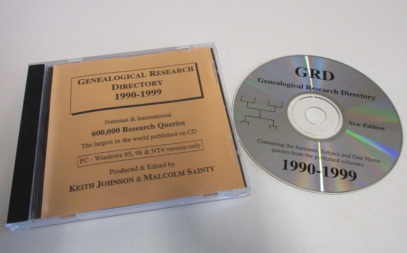 Genealogical Research Directory: 1990-1999 – Johnson & Sainty – History – CD-ROM