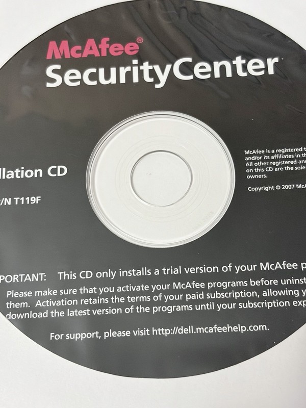 NEW McAfee Security Center Reinstallation CD 2007 Factory Sealed gallery