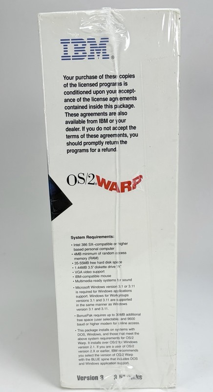 NEW SEALED IBM OS/2 Warp Connect Version 3 3.5" Disk Vintage Computer Software gallery