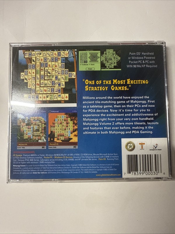 Vintage 2002 PC Game - Mahjongg Vol 2 - Global Star Software CD-Rom Window 95/98 gallery