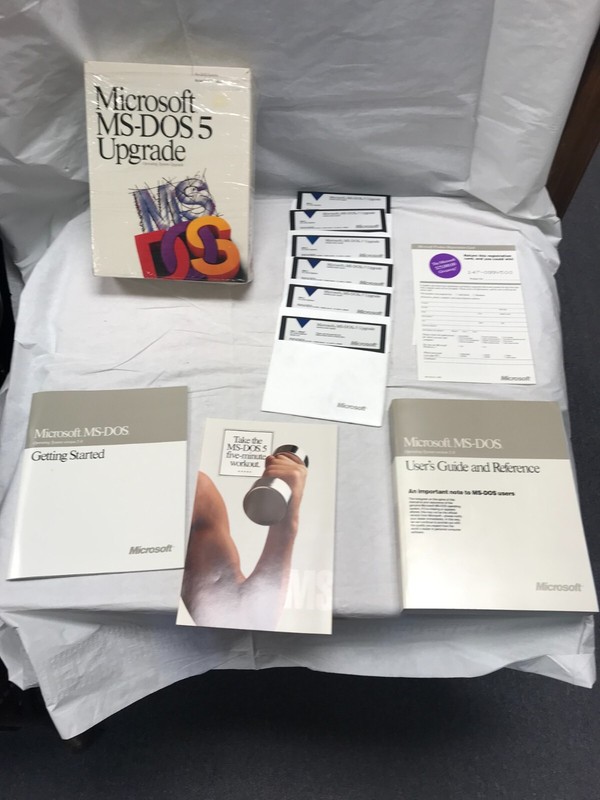 Microsoft MS-DOS 5 Upgrade Manuals & 5.25″ disks – VG; Complete