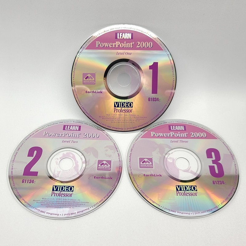 ⭐️ Video Professor Learn PowerPoint 2000 3-CD Set – PC CD-ROM