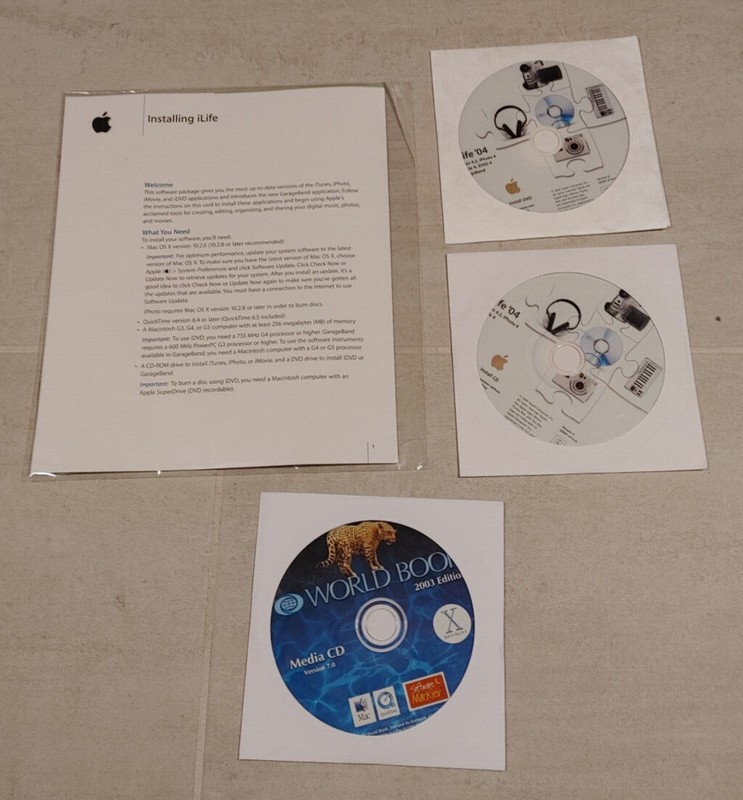 Apple MacBook Pro Mac iMac eMac Life 04 Software and World Book Media CD