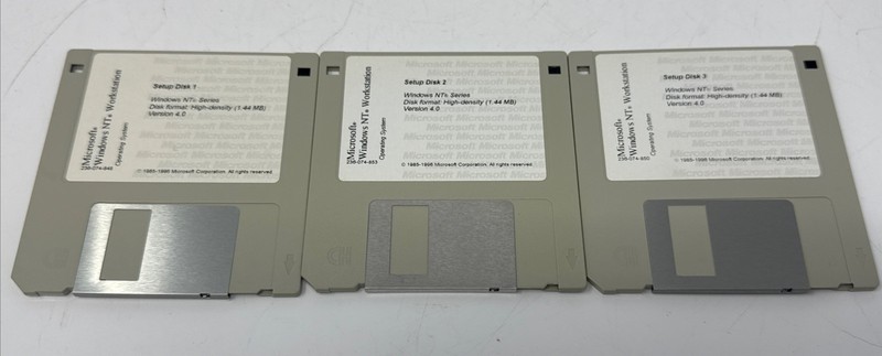 Vintage Microsoft Windows NT Workstation Version 4.0 3.5″ Floppy Disks X 3