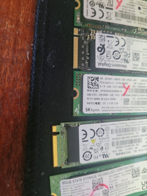 Mixed brand 256GB pcie NVMe M.2 SSD mixed brands has windows 11 home .