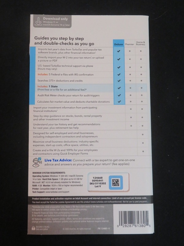 Genuine 2025 Intuit Turbotax Deluxe Federal State Window Mac From Staples gallery