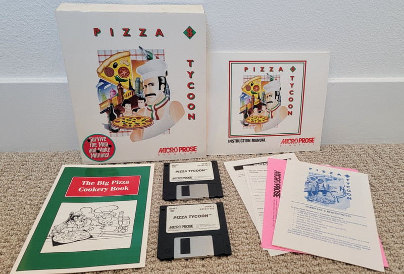 Pizza Tycoon 1994 MicroProse PC Game Floppy Disk – Big Box Complete / CIB!