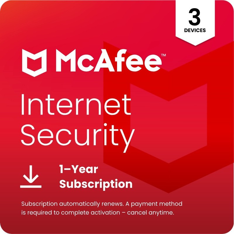McAfee Internet Security Antivirus 2026 3 Devices 1 Year Auto-Renewal – Digital