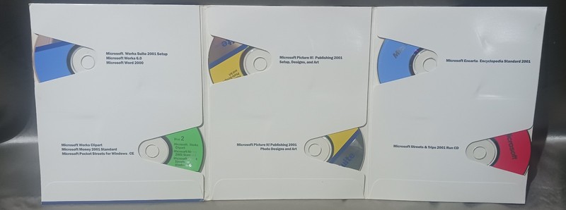 MICROSOFT WORKS SUITE 2001: "Pre-Owned 6 CD ROM Set" For Windows 95, 98 & 2000 gallery