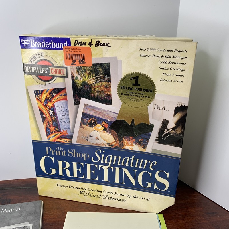 Broderbund The Print Shop Signature Greetings Software 1997 CD Manual BIG BOX gallery
