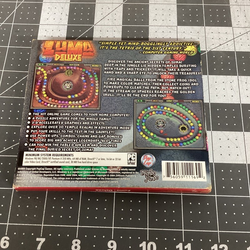 Zuma Deluxe PC CD-ROM Software Pop Cap Games 2004 w/ slipcover gallery