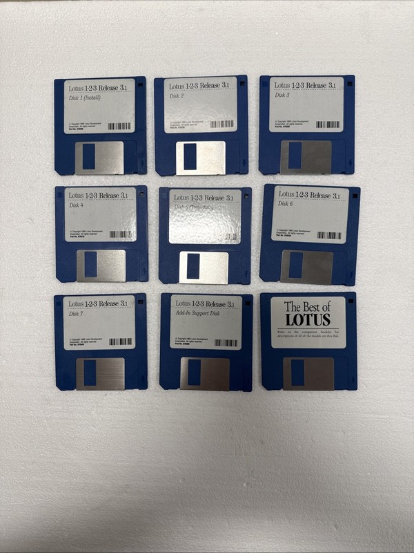 9 3.5” Disks – Best Of Lotus 1-2-3 Release 3.1 Add In Support – untested!!