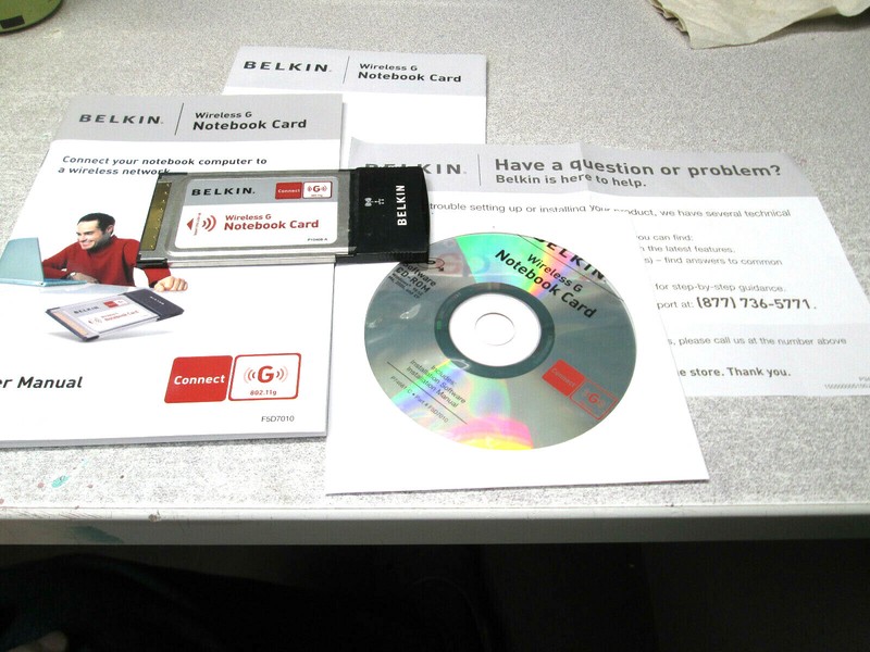 VINTAGE ORIGINAL BELKIN WIRELESS G NOTEBOOK CARD CD AND BOOKLETS