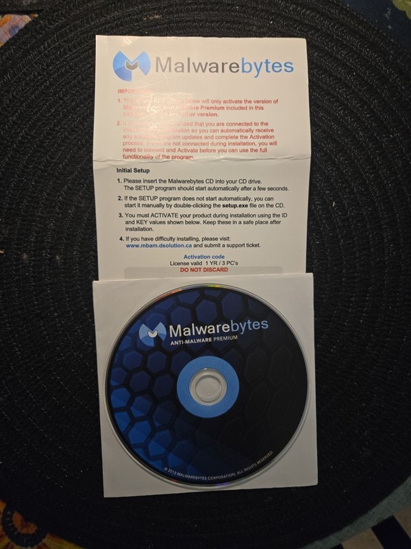 Malwarebytes Anti-Malware Premium 2013 3PCs-1 Year License – USED