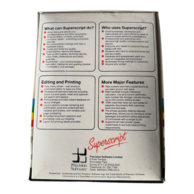 Superscript Word Processor Disk Software for Commodore 64 by Precision Software gallery