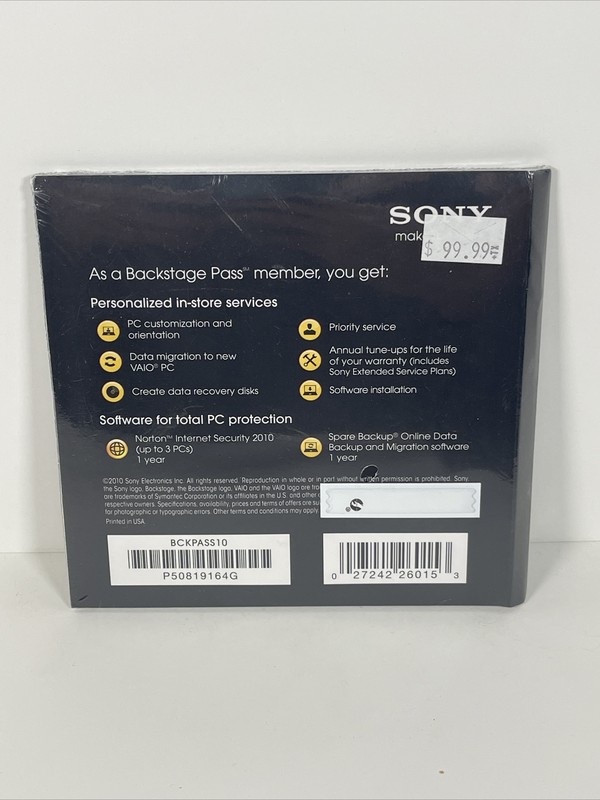 OEM Sony Vaio Notebook 3-Year Backstage Protection Suite BKSPS3ADHNB2 gallery