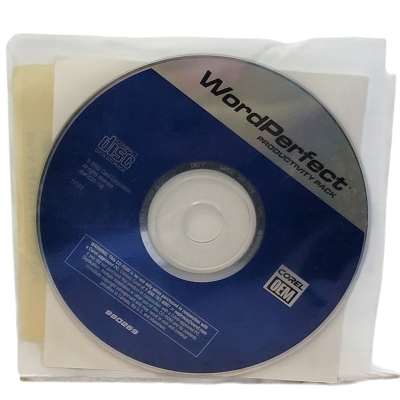 VTG 2000s Corel WordPerfect Productivity Pack OEM CD-ROM 2002 980269 Key Sealed
