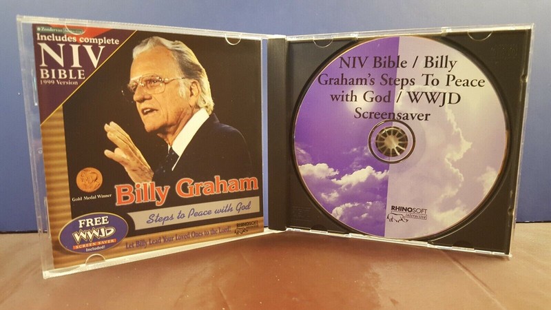 Billy Graham STEPS TO PEACE WITH GOD - NIV BIBLE WWJD Screen Saver / CD-ROM / PC