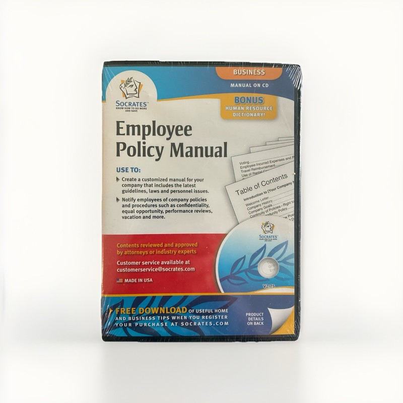 Employee Policy Manual CD Socrates HR Handbook Software NEW Sealed HR Forms