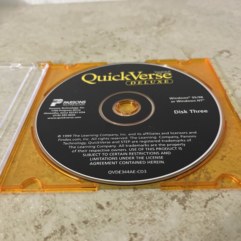 Quick Verse Deluxe Windows 95/98 NT Bible Reference CD Disc 3 Parsons gallery