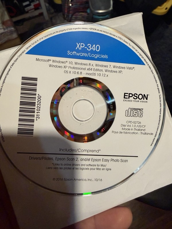 Epson XP-340 Software CD Drivers Disc CPD-52726 For Windows Mac Used OEM gallery