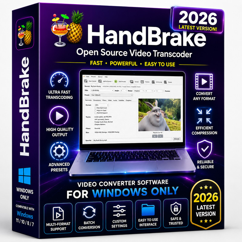 HandBrake 2026 Video Converter Software – Transcode Compress & Rip ~ DVD Windows