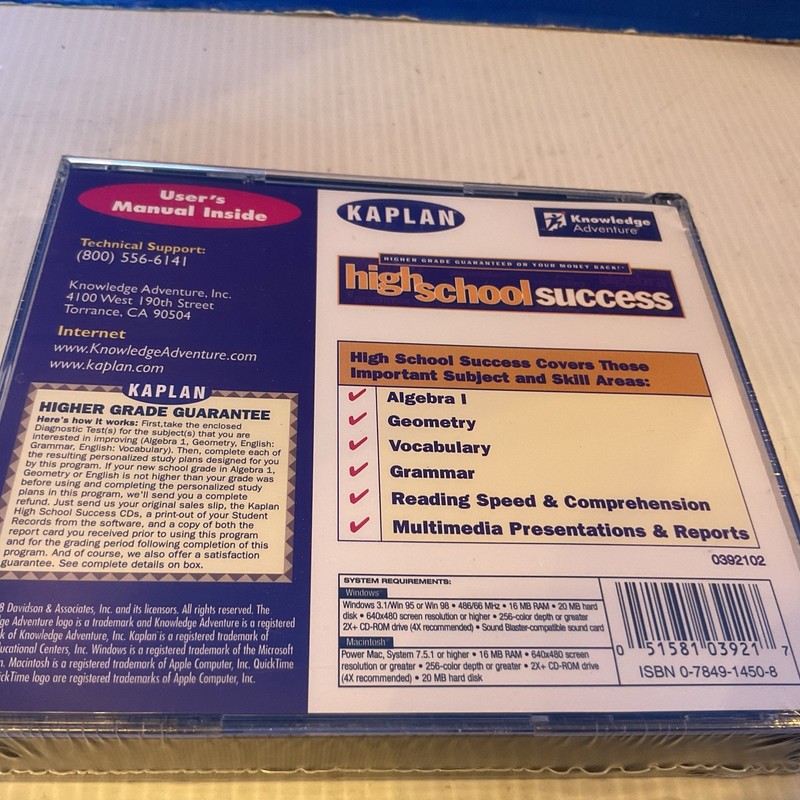 Kaplan High School Success 4xCD-ROM Set Test Prep Software Brand New Sealed gallery