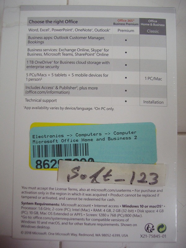 Microsoft Office Home & Business 2019 Full Version for 1 PC/MAC (PKC)=SEALED BOX gallery