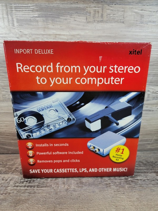 Xitel Inport Deluxe Stereo To PC Audio Recording Kit Converter Cassette Complete