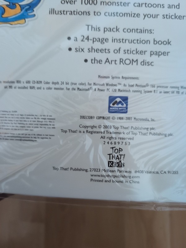 Art ROM CREATE YOUR OWN MONSTER STICKERS by TOP THAT New Sealed Vtg Scrapbook gallery