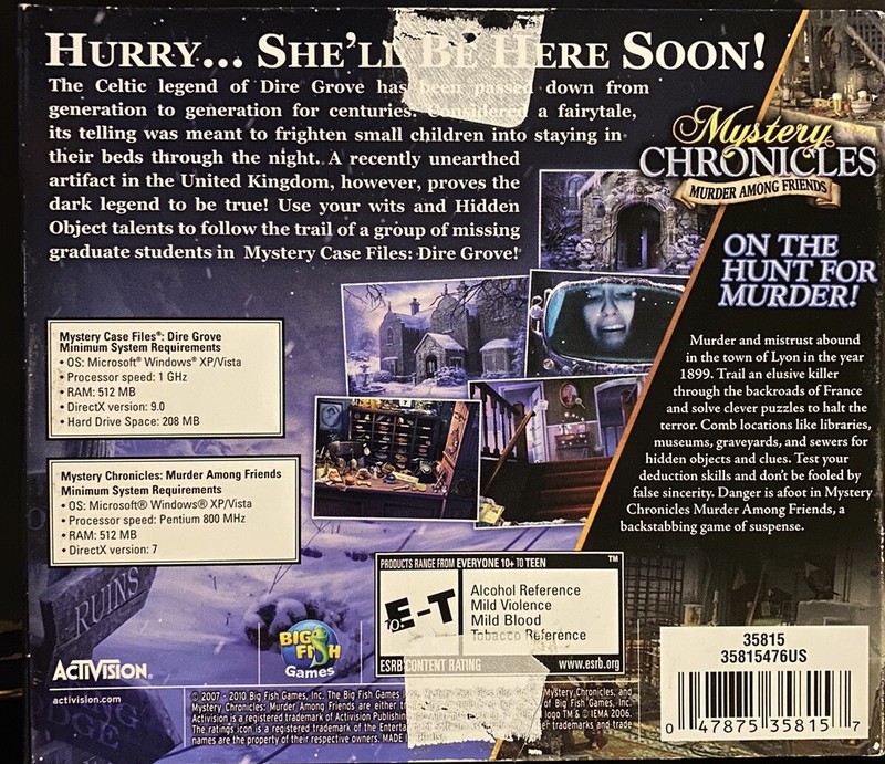 Mystery Case Files 2-Pack Dire Grove and Mystery Chronicles Video Computer Game gallery