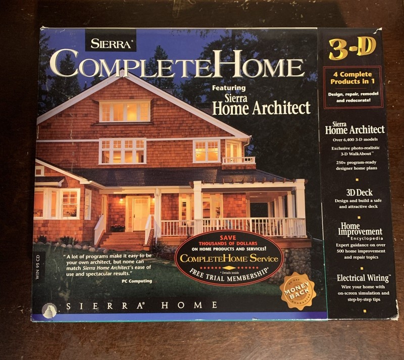 Sierra Complete Home Architect 3-D Design Software Vintage 1997 4 Product In 1