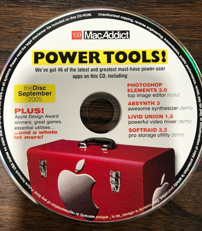 Vintage MAC Software Sep 2005 CD – MacAddict power tools games utilities etc