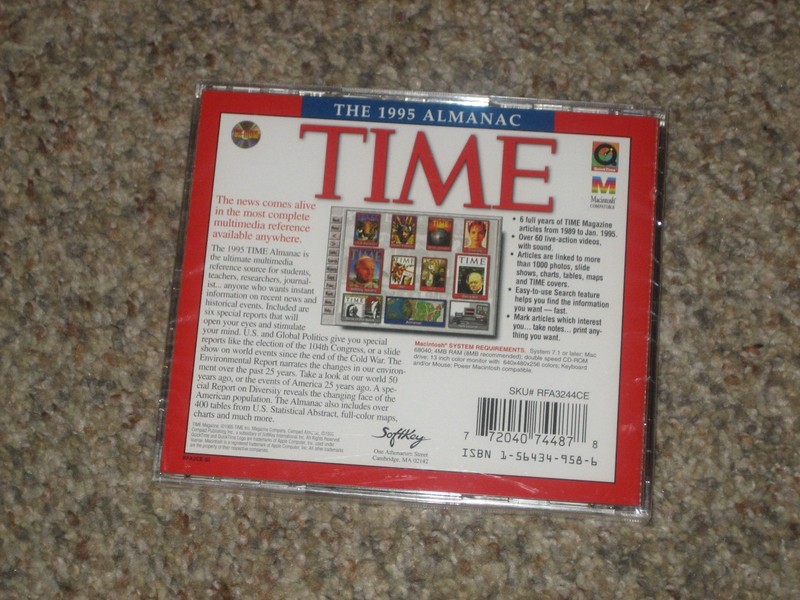 NOS- 1995 SoftKey Time Magazine Multimedia Almanac CD-Rom,APPLE McIntosh gallery