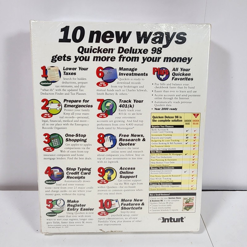Quicken Deluxe 98 NEW! Windows Vintage 1998 Quicken Financial Solutions Sealed gallery
