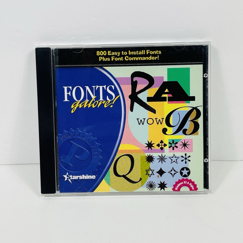 Fonts Galore! 1999 PC CD-ROM Software for Windows 800 High Quality Fonts