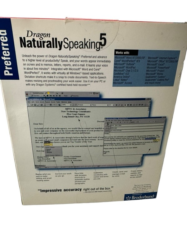 Dragon Naturally Speaking 5 Preferred- Point And Speak Headset- New- Sealed gallery