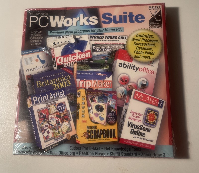 PC Works Suite Software Plus Edition 2003 14 Great Programs 4-CD Set