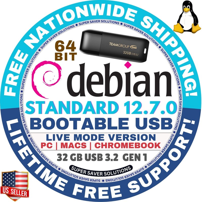 DEBIAN LINUX OS 12.7 BOOT LIVE/INSTALL DVD/USB, CINNAMON, XFCE, MATE, GNOME, KDE gallery