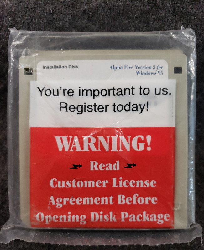 alpha five version 2 for windows 95 Sealed Floppy Disks Only …………(C19B2)