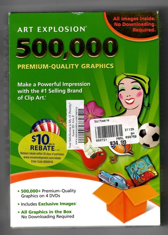 Clip Art – Nova Art Explosion Software, #40994 four DVD Discs 500,000 images