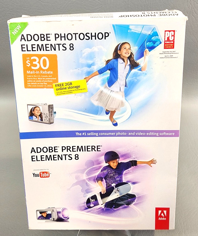 Adobe Photoshop Elements 8 & Adobe Premiere 2009 w/Keys