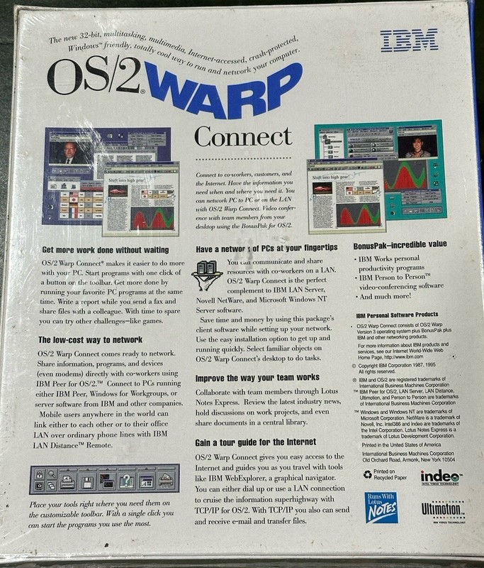 IBM OS/2 Warp Connect Version 3 CD-Rom Vintage Computer Software *New & Sealed* gallery