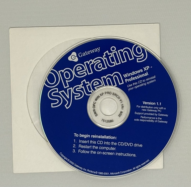 Gateway Windows XP Professional CD Version 1.1