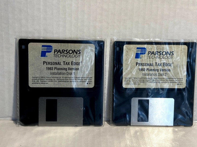 Parsons ® Technology Personal Tax Edge- Windows Disc 1&2--3.5" Floppy 1993-LIL-A gallery