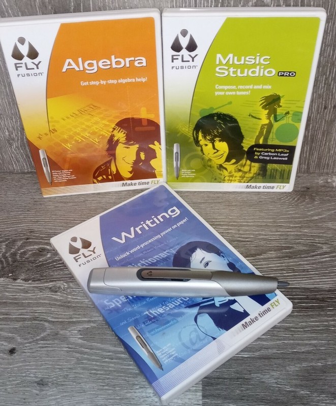 Lot of 3 FLY Fusion CD-ROM Algebra, Writing, Music Studio Pro with PEN