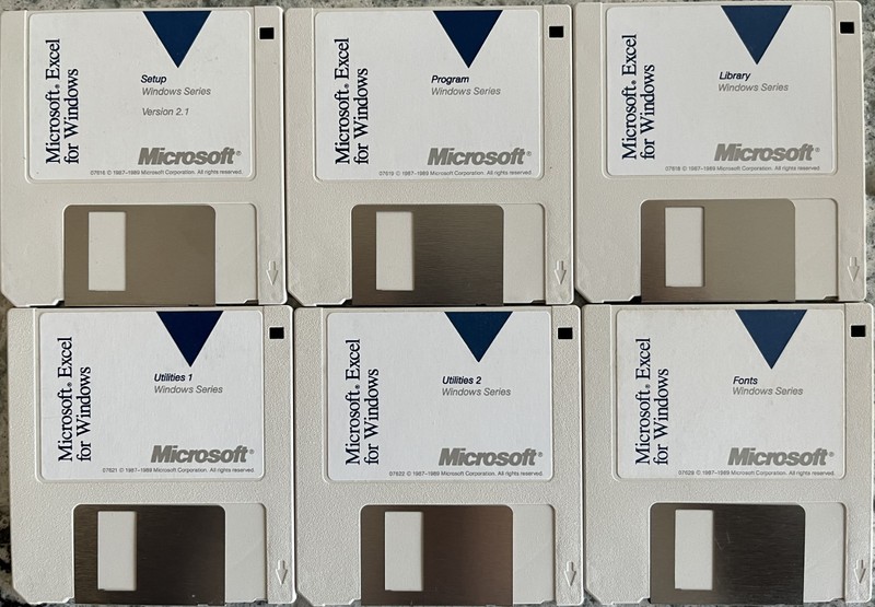 Vintage Microsoft Excel For Windows Version 2.1 – 6 Floppy Disks