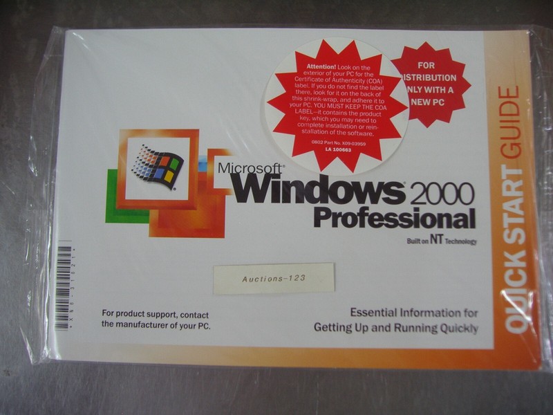 MICROSOFT WINDOWS 2000 PROFESSIONAL w/SP4 FULL OPERATING SYSTEM MS WIN PRO =NEW= gallery